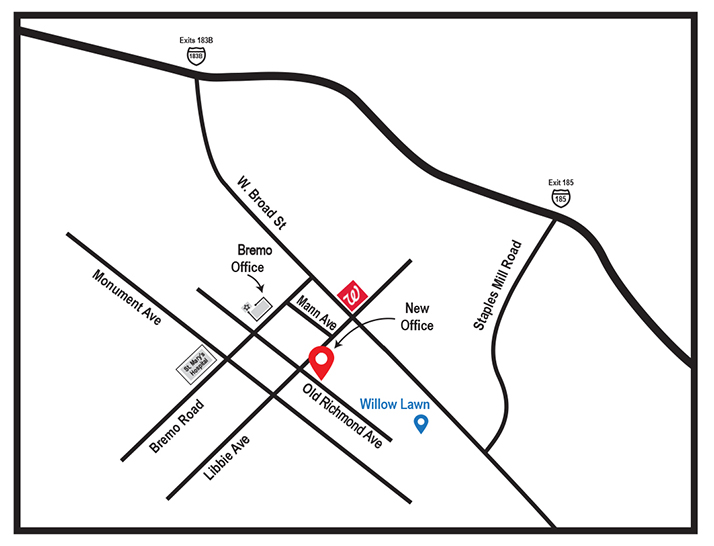 Chiropractic Richmond VA Map of New Office